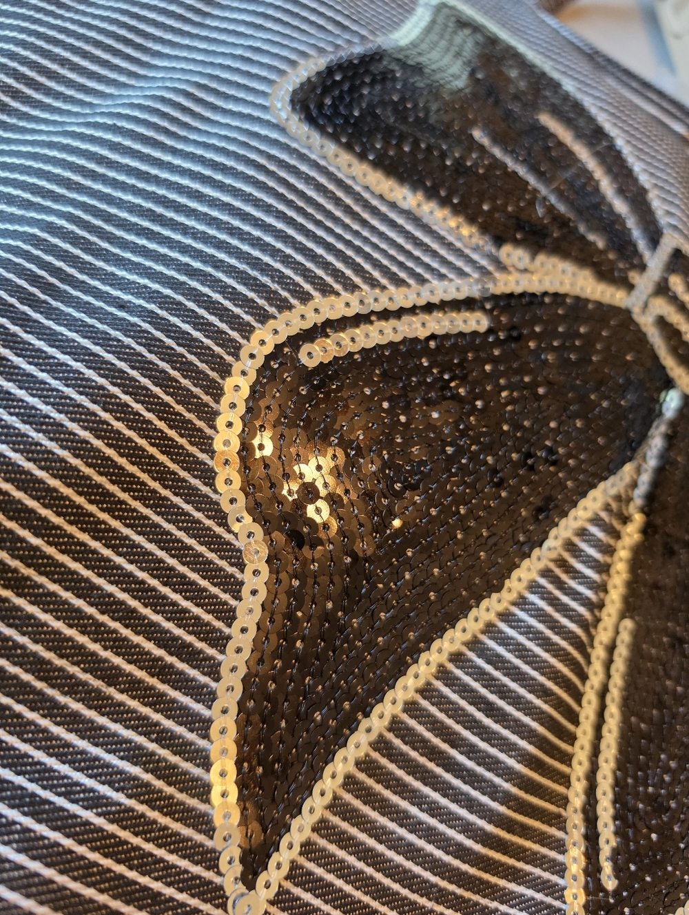 Kathy Ireland Sparkly Bow Tote Bag | Black Stripe Shoulder Bag | Glam Everyday - Picture 4 of 7